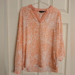 Kenneth Cole Pink and White Polyester Longsleeve Blouse Size Medium (M)